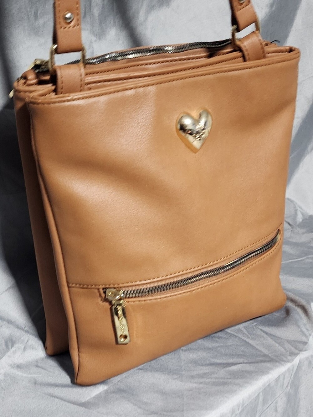 Betsey Johnson Brown Crossbody Bag Purse W/ Gold Hardware